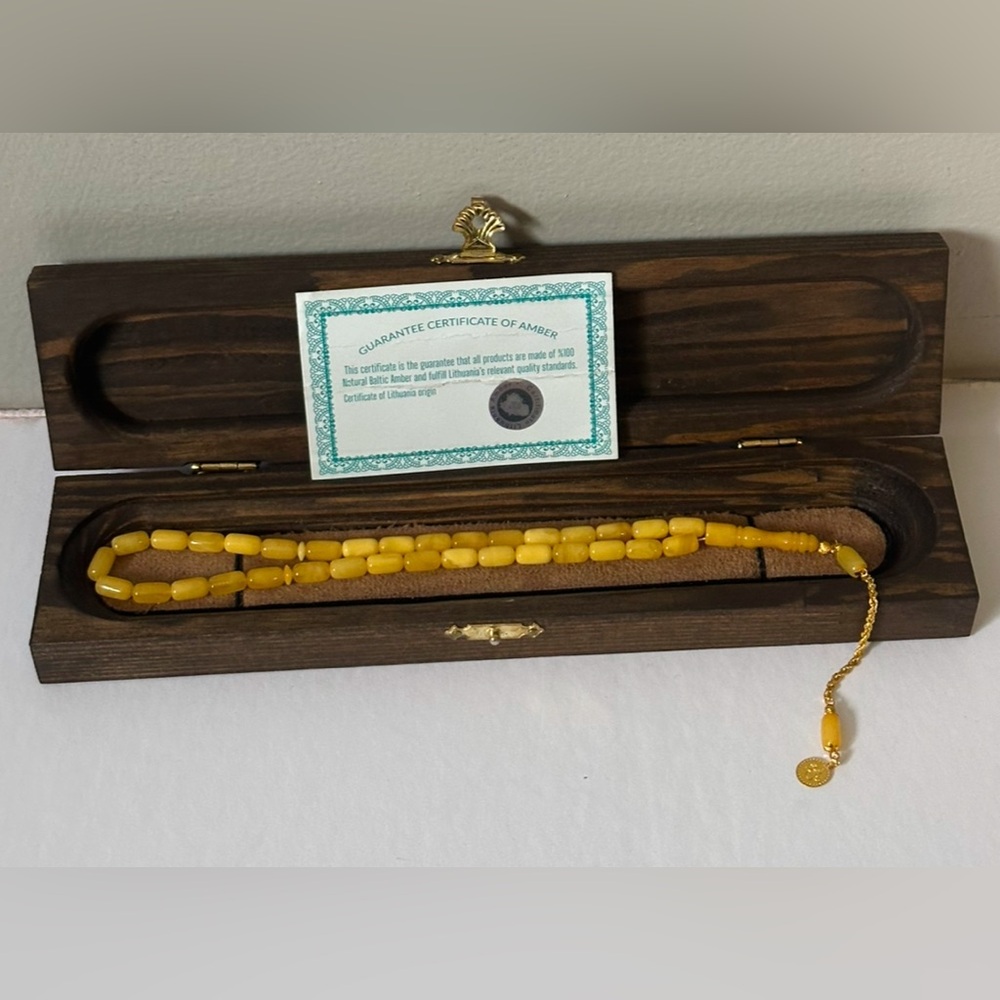 Amber and Gold Rosary with Certificate